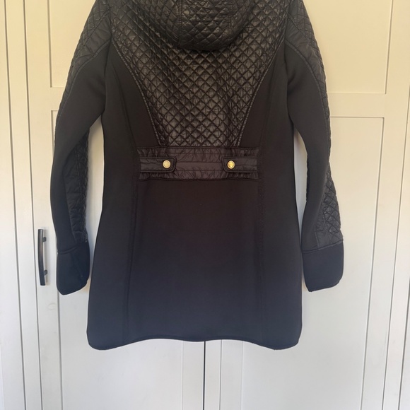 Michael Kors Quilted Black Coat Jacket Gold Hardware Stretch Trim Size M - Picture 7 of 10
